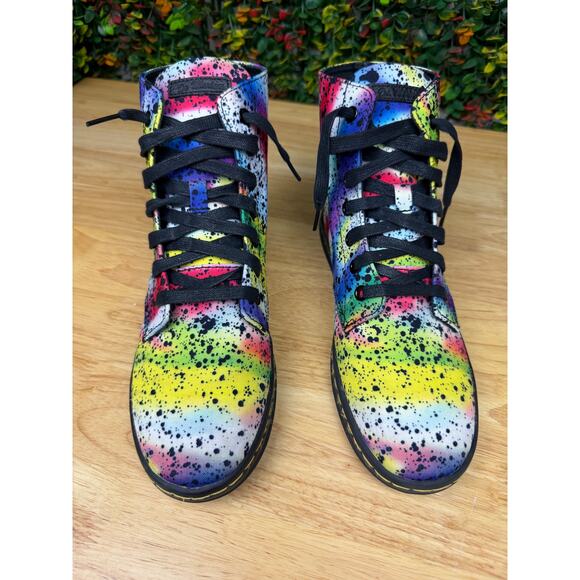 Dr Martens Hackney Airwair Paint Splatter Boots Shoes Multicolor Womens 8 Doc - Picture 7 of 10